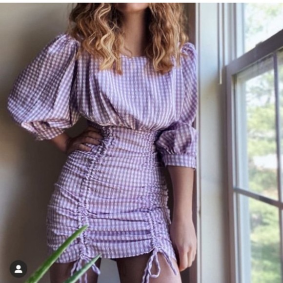 Zara Blogger’s Fave Lilac Gingham Mini Dress NWT E25011 - Picture 2 of 11